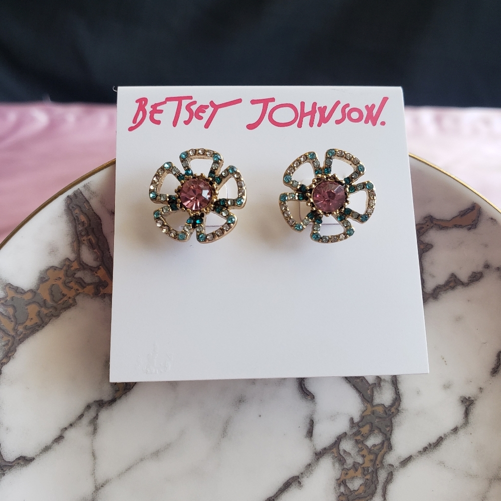 *Brand New Betsey Johnson Flower Earrings